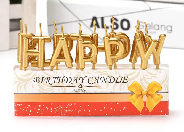 1 1 комплект, милые золотые свечи с надписью «Happy Birthday», Топпер для торта, Детские вечерние праздничные свечки для украшения торта - Цвет: 1