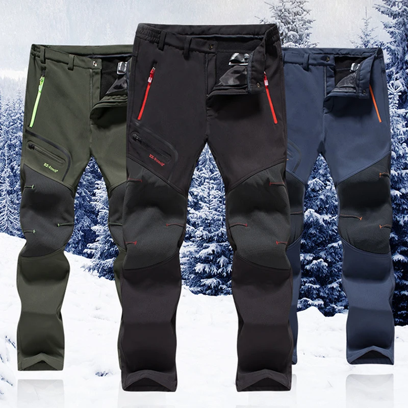 Зимние мужские и женские походные брюки для улицы флисовые брюки водонепроницаемые ветрозащитные треккинговые штаны для велоспорта, рыбалки, катания на лыжах флисовые брюки