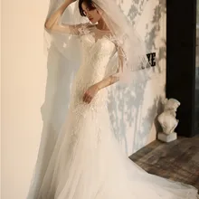 Сапфировая Свадебная простая свадебная фата длиной до пальцев цвета слоновой кости Velo De Novia, короткая свадебная фата принцессы с обрезанным краем