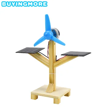 DIY Solar-powered Fan Model Kit Science Toys for Boys Creative Physics Experiment Wood Model Toys Kids Friends Gift Education 1