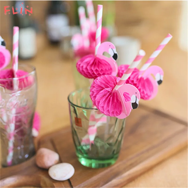 

10pcs 3D Flamingo Drinking Straws Jungle Paper Straw Summer Pool Party Supplies Birthday Wedding Decor Adult Pink Flamingo Straw