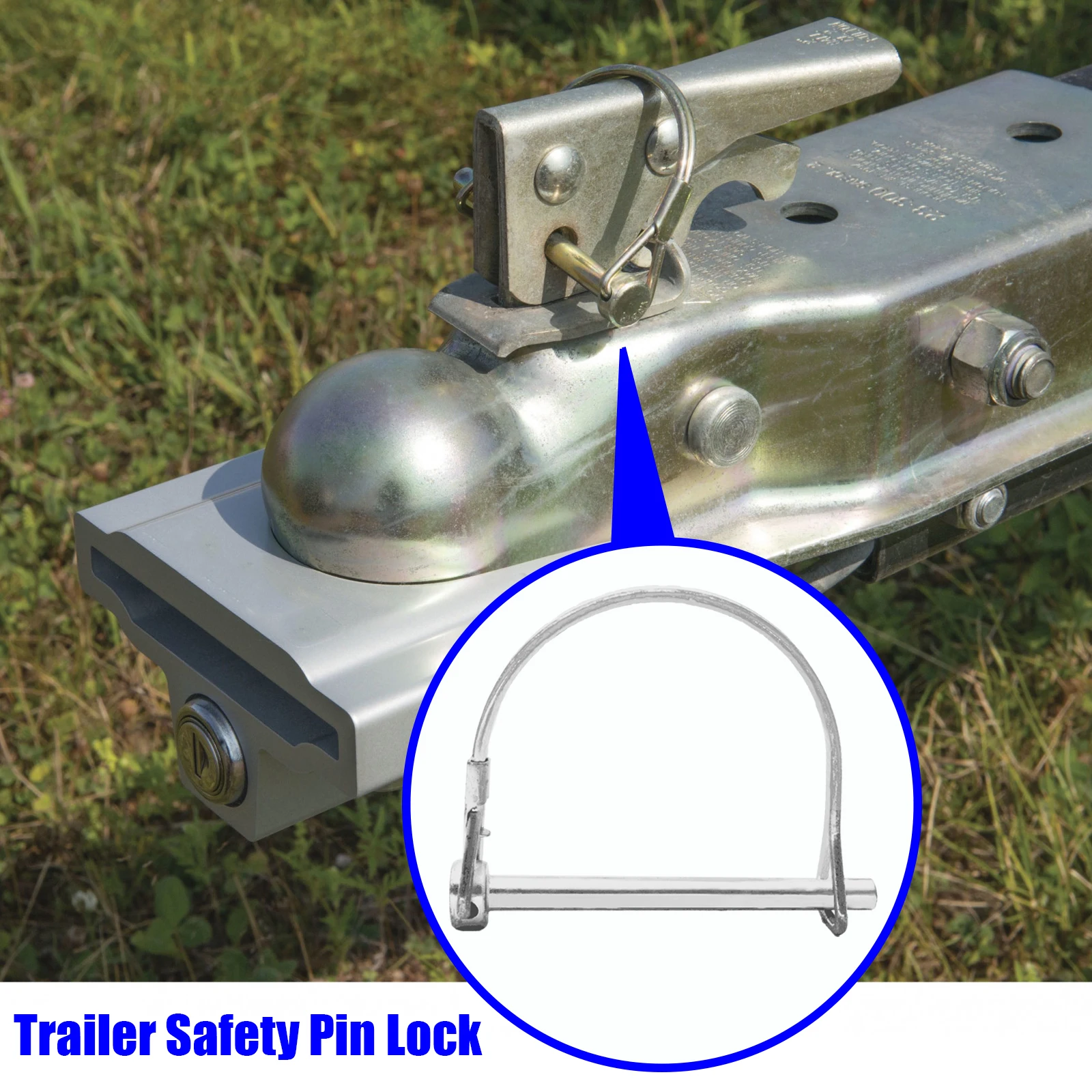 Trailer Coupler Safety Hitch Pin Lock D Shape Universal Heavy Duty Towing Hook 1/4Inch 6mm Dia x 2Inch 50mm 70mm Quick Lock excavator mounted attachment hydraulic quick hitch quick coupler for cx130 cx135 cx160 cx180