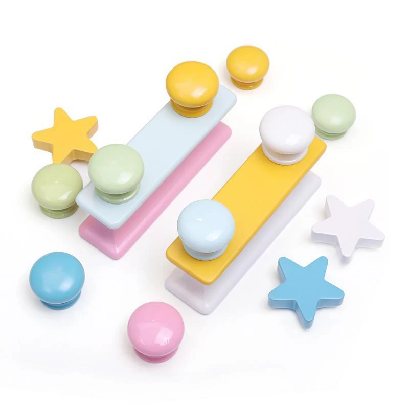 Children Wooden Macaron Cabinet Pulls and Handles for Kitchen Door Wardrobe Cupboard Drawer Furniture Kindergarten Zinc Alloy |