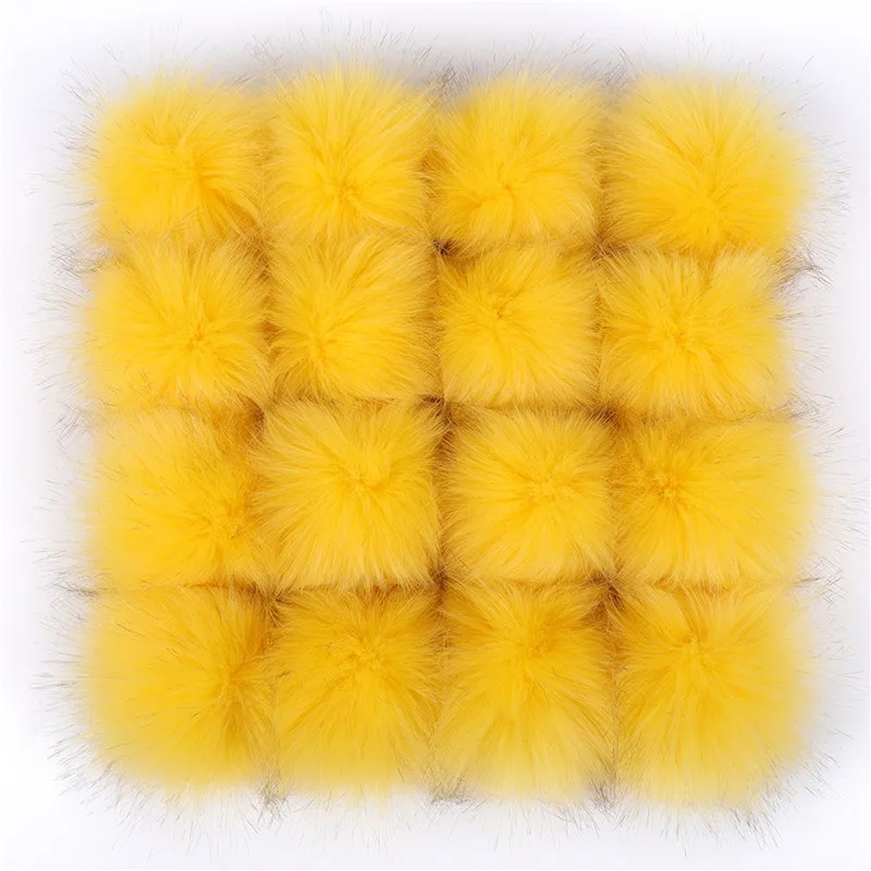 1pc/2pcs False Hairball Hat Ball Pompom 10/12/15cm Handmade Fake Fox Fur Ball Pom Pom Rubber Band Snap Button Knit Accessories
