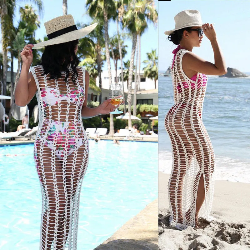 

Women Beach Long Maxi Dress Bikini Cover ups Bathing Suit Swimwear Fishnet Cover-Ups Swimsuit