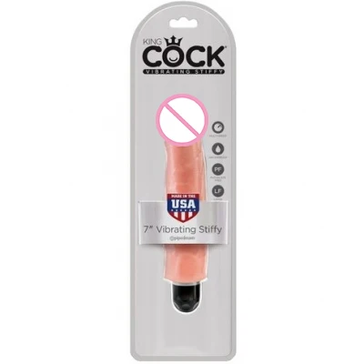 Вибратор PipeDream King Cock 7'' Vibrating Stiffy 21.6 cm (бежевый) / 552221 | Красота и здоровье