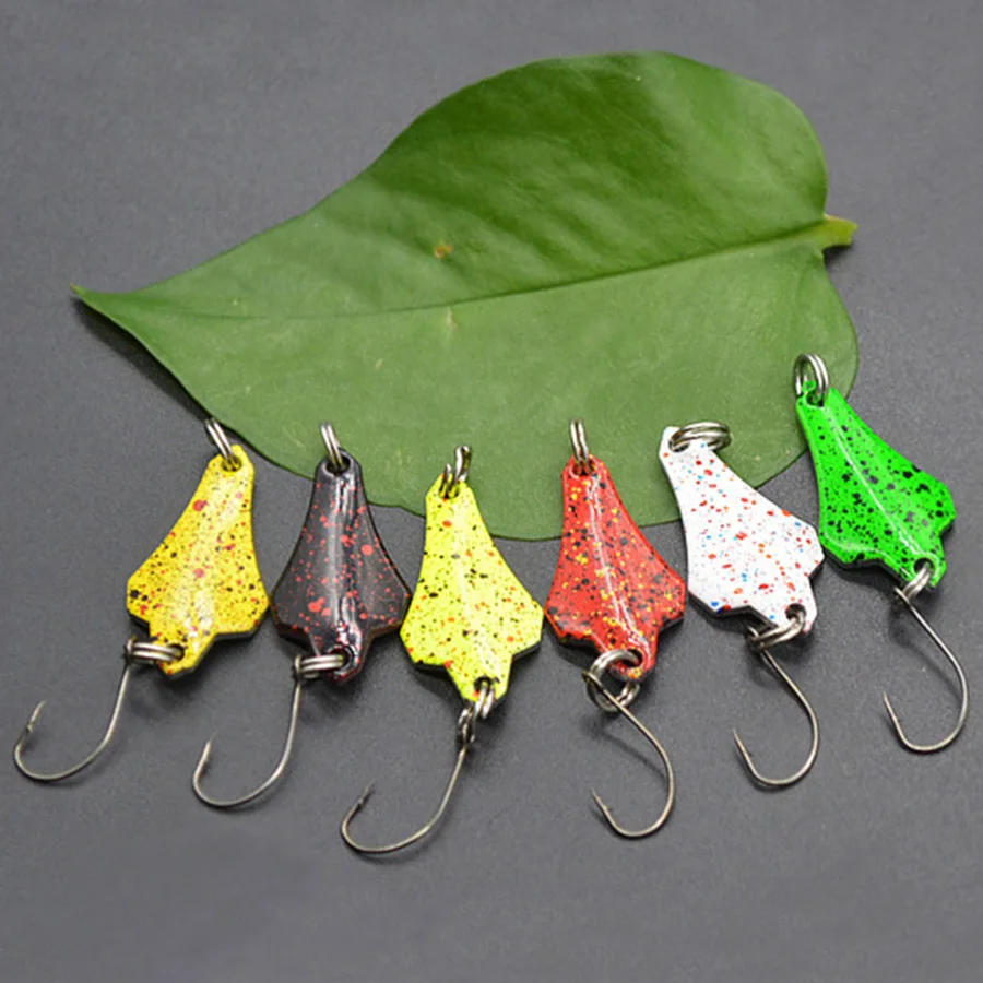 

6pcs Metal Jig Small Spinner Spoon Wobbler Artificial Bait Hard Withtreble Hook Tackle Fishing Lure Trout Pesca Bass Single Hook