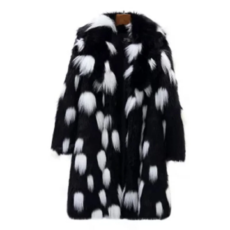 

S-6XL Europe and America New Fashionable Ladies Winter Clothes Imitation Fox Fur Long Overcoat Oversize Warm Women Trench Coat