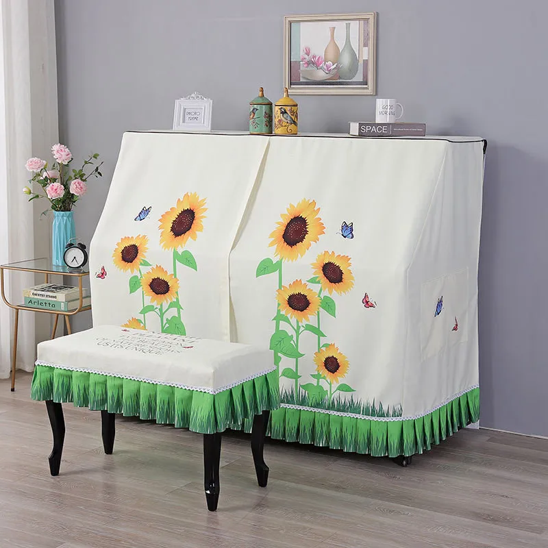 New Cute Cartoon Printing All-inclusive Piano Cover Universal Piano Cover + Stool Dust-Proof Protective Anti-scratch
