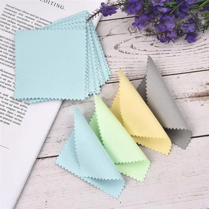10 개 8x8cm 연마 천 세트 실버, 골드, 황동 및 대부분의 기타 금속에 대한 보석 청소 천 보석 빛나는 도구 유지