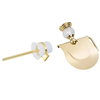 

1pcs Gold Solid Brass Toilet Paper Holder & 1 set Wall Mounted Aluminium Toilet Brush Holder and Glass Brush Holder Set