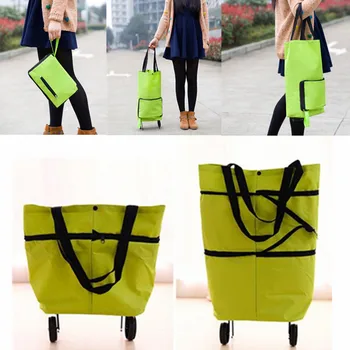 

Tote Tug Bag Portable Travel Shopping Foldable on Handbag Wheels on Wheels