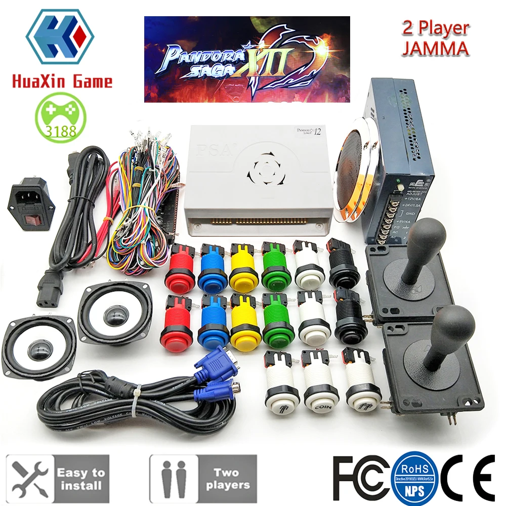 3188 in 1 Pandora Saga Box 12 DIY Arcade Kit 3D Game American 8 Way Joystick HAPP Push Button For Arcade Jamma Cabinet Machine