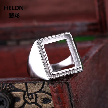 

925 Sterling Silver Men Ring 12x14mm Princess Cabochon Semi Mount Ring fit Amber Garnet Turquoise Setting Wholesale