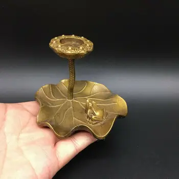 

Chinese Pure Brass Lotus Leaf Shaped Incense Burner Statue