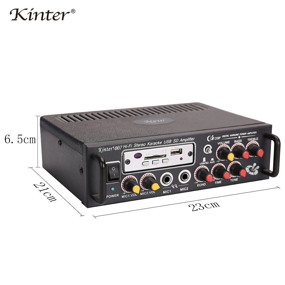 Kinter 007 караоке усилитель аудио 2.0CH 30 Вт contro bass высокие частоты музыки микрофон эхо
