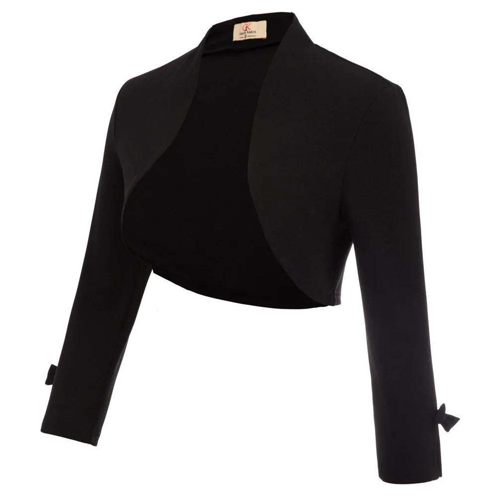 

GK Elegant Women Cardigan Open Front Irregular Hem Shrug Bolero Cropped Length Ladies Coat