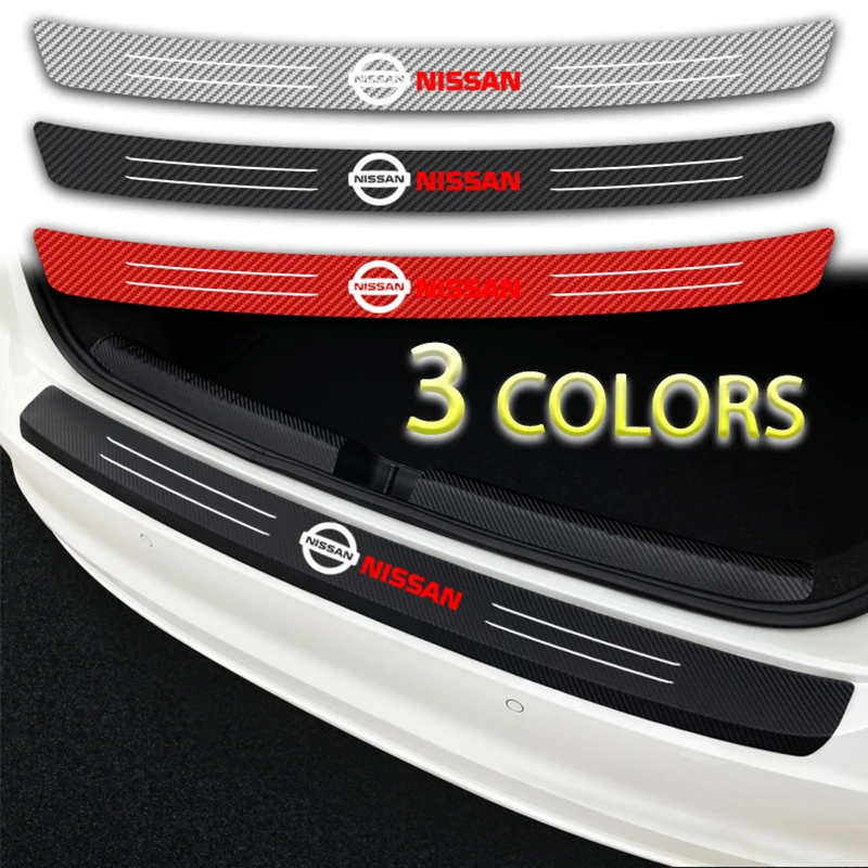 1PCS Carbon Fiber Sticker Rear Bumper Protection Accessories For Nissan Qashqai Juke Leaf Micra Sentra NOTE Patrol Maxima | Автомобили и