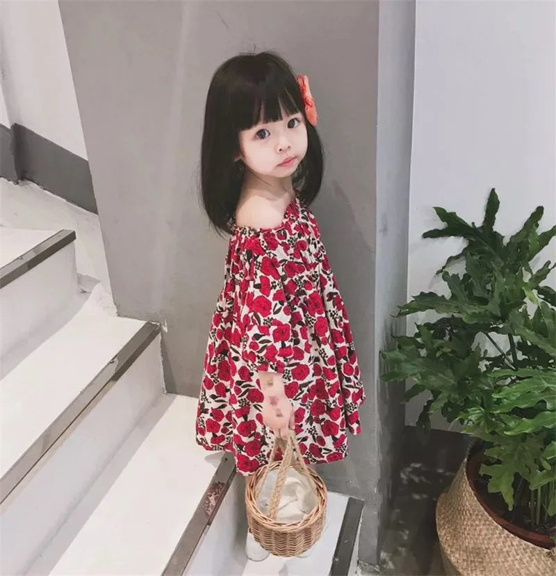 19新款现货夏季韩版中小童女童装碎花公主A字裙连衣裙沙滩裙童裙