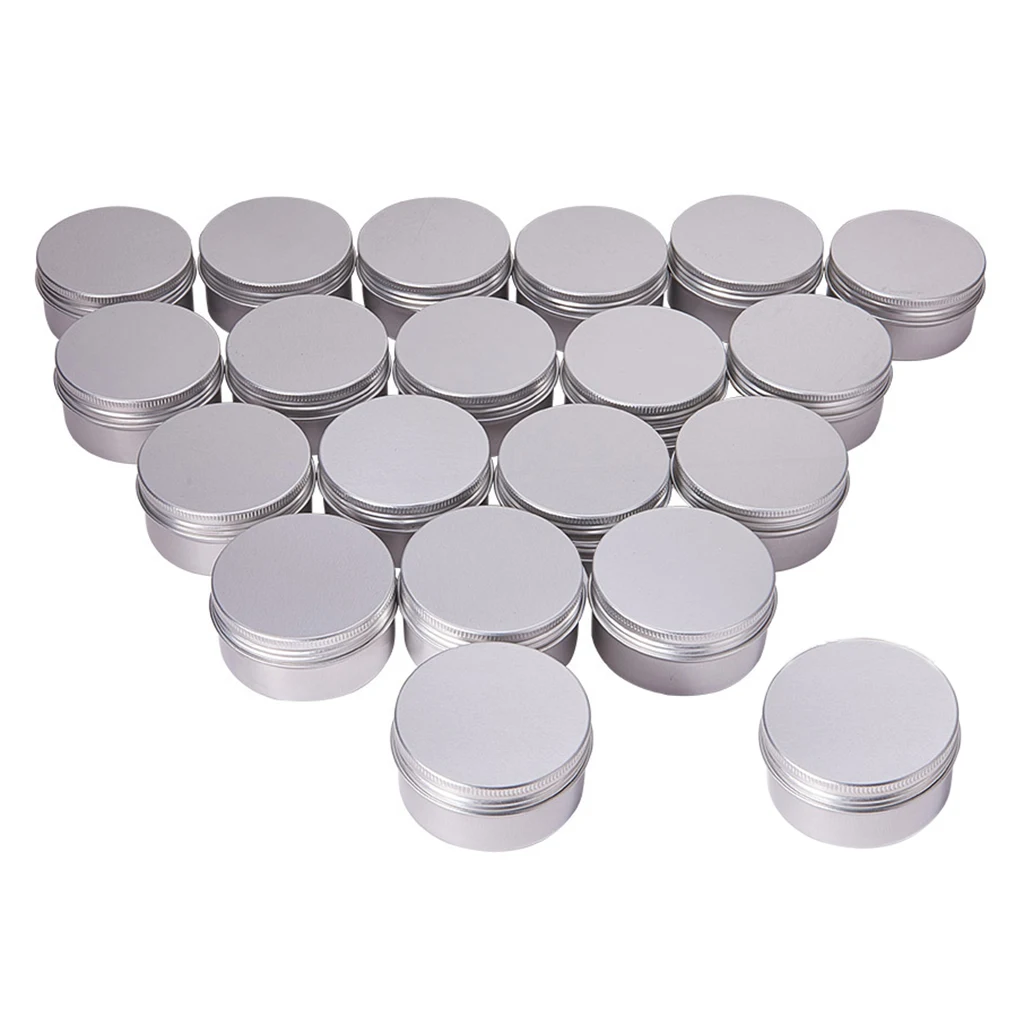 20pcs 80ml Empty Cosmetic Pots Lip Balm Container Jar Aluminum Tins with Spiral Screw for Cream Lip Balm Jewelry Beads Container