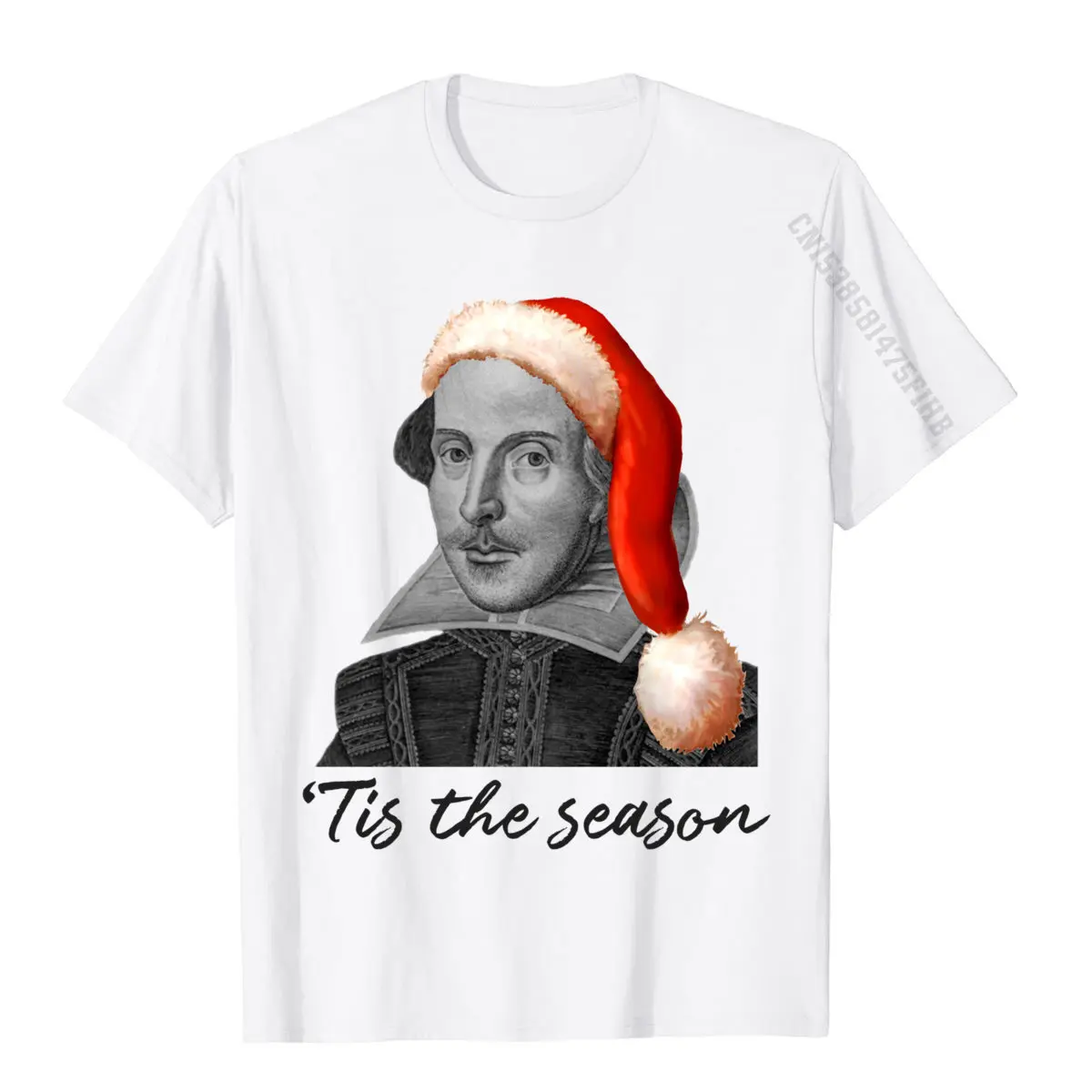 Gift Tops Tees Fashion Round Collar Summer Short Sleeve Cotton Fabric Men T Shirts Normal T Shirts Top Quality Xmas Santa Hat Tis The Season Wi iam Shakespeare Christmas ong S eeve T-Shirt__234 white