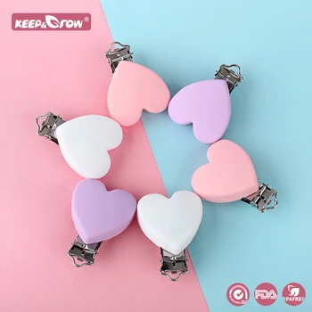 

Keep&Grow 10pcs Heart Pacifier Clips BPA Free Baby Teether Beads DIY Nipple Chain Holder Accessories Baby Teething Toys