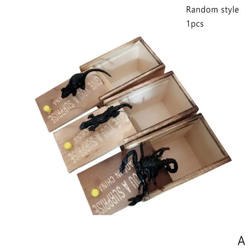 Реалистичный резиновый игрушечный мышонок паук вставка сюрприз коробка шутки, развлечения шалость кляп подарки пугающая деревянная коробка хитрые игрушки подарок - Цвет: A