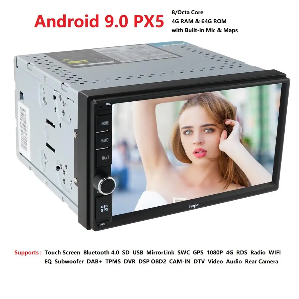 Discount 7"2Din Android 9.0 Car Multimedia Player For Nissan Hyundai GPS Navigation Radio Stereo Video 1024*600 DSP IPS PX5 4G+64G MAP PC 0