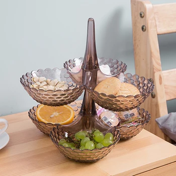 

European Fruit Snack Storage Tray Multilayer Stackable Food Storage Trays Plastic Living Room Coffee Table Candy Nut Storage Box