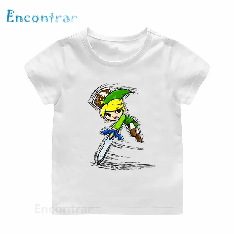 Детская футболка с принтом из мультфильма «Легенда о Зельде» и «Triforce»; детская забавная футболка; летняя одежда для мальчиков и девочек; HKP5246 - Цвет: Modal White