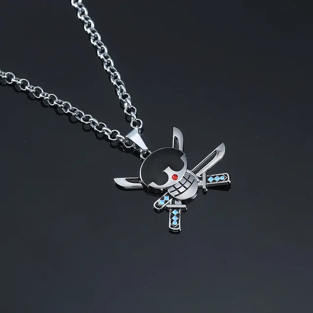 Anime One Piece Metal Necklace Luffy Ace Pirate Skull Hat Pendant Chain Choker Man Cartoon Necklaces Charm Jewelry Collar Gift lanhei culian