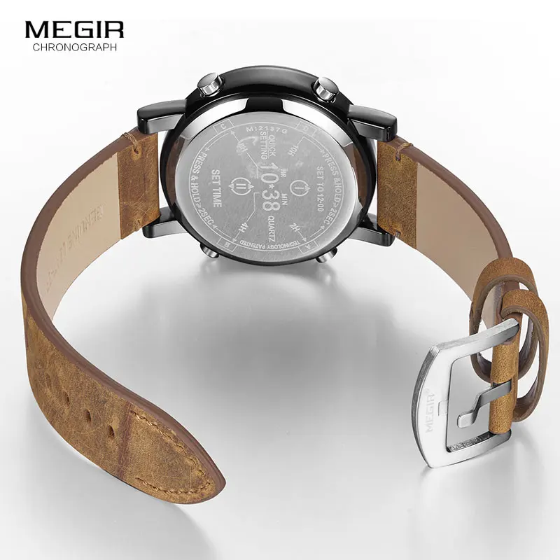 Часы наручные MEGIR Мужские кварцевые с кожаным ремешком 2019|Кварцевые часы| |