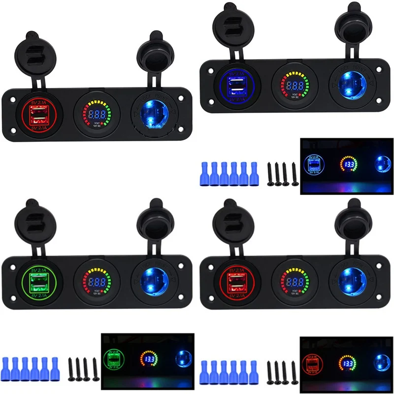Водонепроницаемый Dual USB 5V 4.2A для автомобилей и мотоциклов, Зарядное устройство Мощность адаптер& 6 V-30 V Вольтметр Дисплей& Розетка для автомобильного прикуривателя