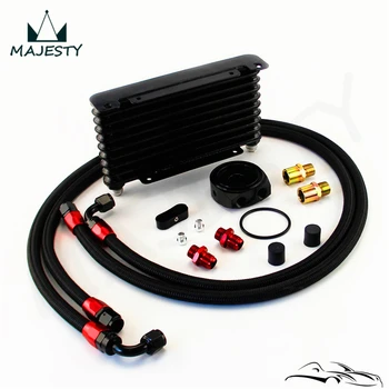 

Universal 10 Row AN8 Oil Cooler 260x133x32mm + Filter Adapter Hose End Kit Black