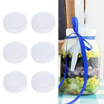 

6pcs White Leak Proof Jar Lids Plastic Storage Screw Caps Cover Replacement for Solid Caps Wide Mouth Lid Jar