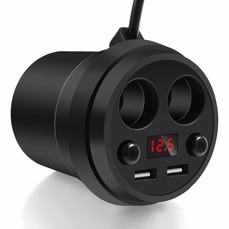 Автомобильное зарядное устройство 2 USB чашки питания гнездо адаптер прикуривателя Разветвитель с напряжением светодиодный дисплей SP99