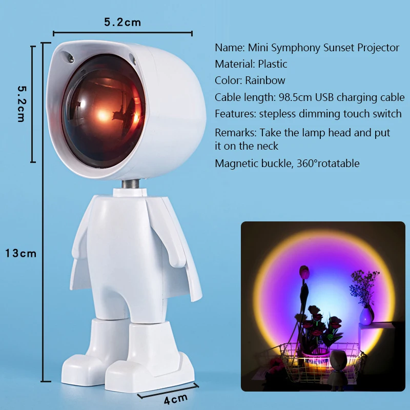 Robot Rainbow Led Floor Light USB Charged Sunsets Projection Living Room  Stand Light Bedroom Atmosphere Floor Lamp - AliExpress Lights \u0026 Lighting