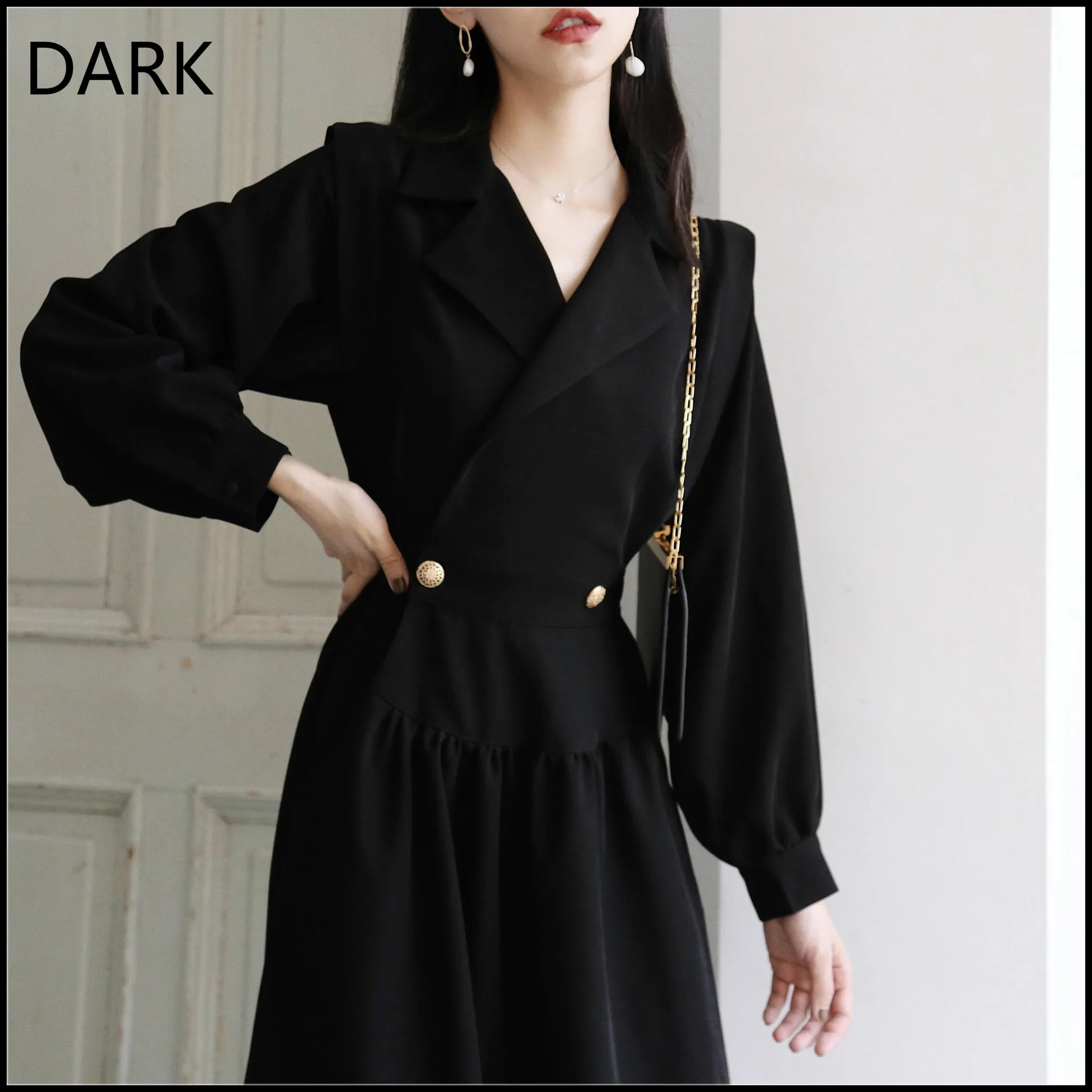 

[DARK] Autumn 2020 New Female Plus Size Micro Fat Mm Chiffon Dress Temperament Is Thin And Fat People Wear Skirts
