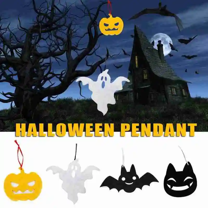 

2020 Hot Sale Halloween Pumpkin Ghost Shape Fancy Prop Decoration Wooden Pendant