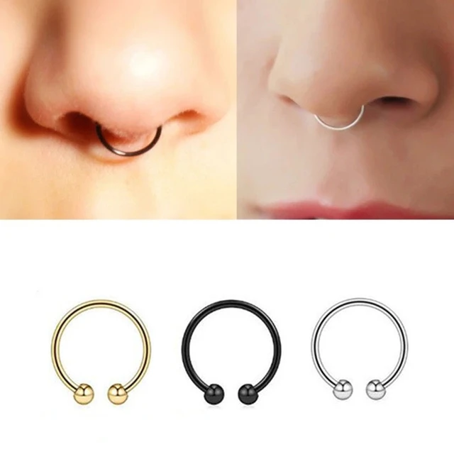 3 Pairs Big Nose Rings Horseshoe Fake Nose Ring Hoop Septum Horseshoe  Stainless Steel Faux Fake