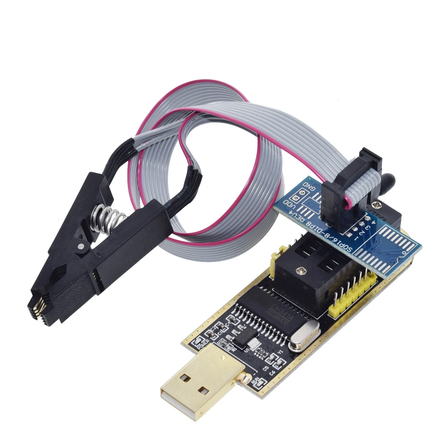 TZT CH341A 24 25 серии EEPROM флэш-память биос USB программист модуль+ SOIC8 SOP8 тестовый зажим для EEPROM 93CXX/25CXX/24CXX