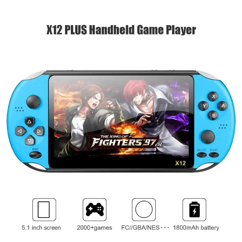 ALLOYSEED X12 PLUS 5.1 inch Handheld Game Console 8GB Retro Video Game Player Built-in 2000 Games best gift for children adults