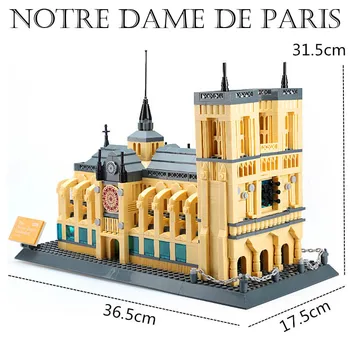 

WANGE Hot produc ， Architecture Notre-Dame De Paris Building Blocks Sets City， icks Classic Skyline Model Gift Toys Compatible