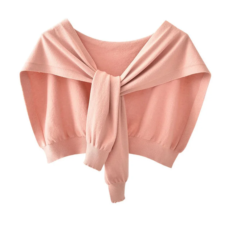Korean Woman\'s Neck Guard Fake Collar Scarve Cashmere Warm Knitted Shawl Winter Wool Blouse Shoulders Cape Knotted Scarf Q36