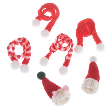 

Cute Handmade Christmas Hat Scarf for Barbie Doll Clothes 1:6 1:12 Doll Accessories Best Xmas Gift for Baby Kids Girls