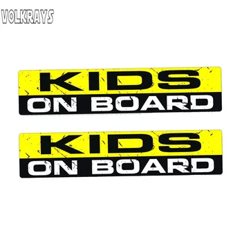 

Volkrays 2 X Personality Car Sticker Warning Kids on Board Body Accessories Reflective Waterproof Sunscreen PVC Decal,3cm*18cm