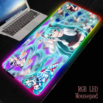

MRGBEST Hatsune Miku Girl Anime Mouse Pad RGB LED Large Locking Edge Soft Durable Gaming Mousepad Non-slip Computer Desk Mat