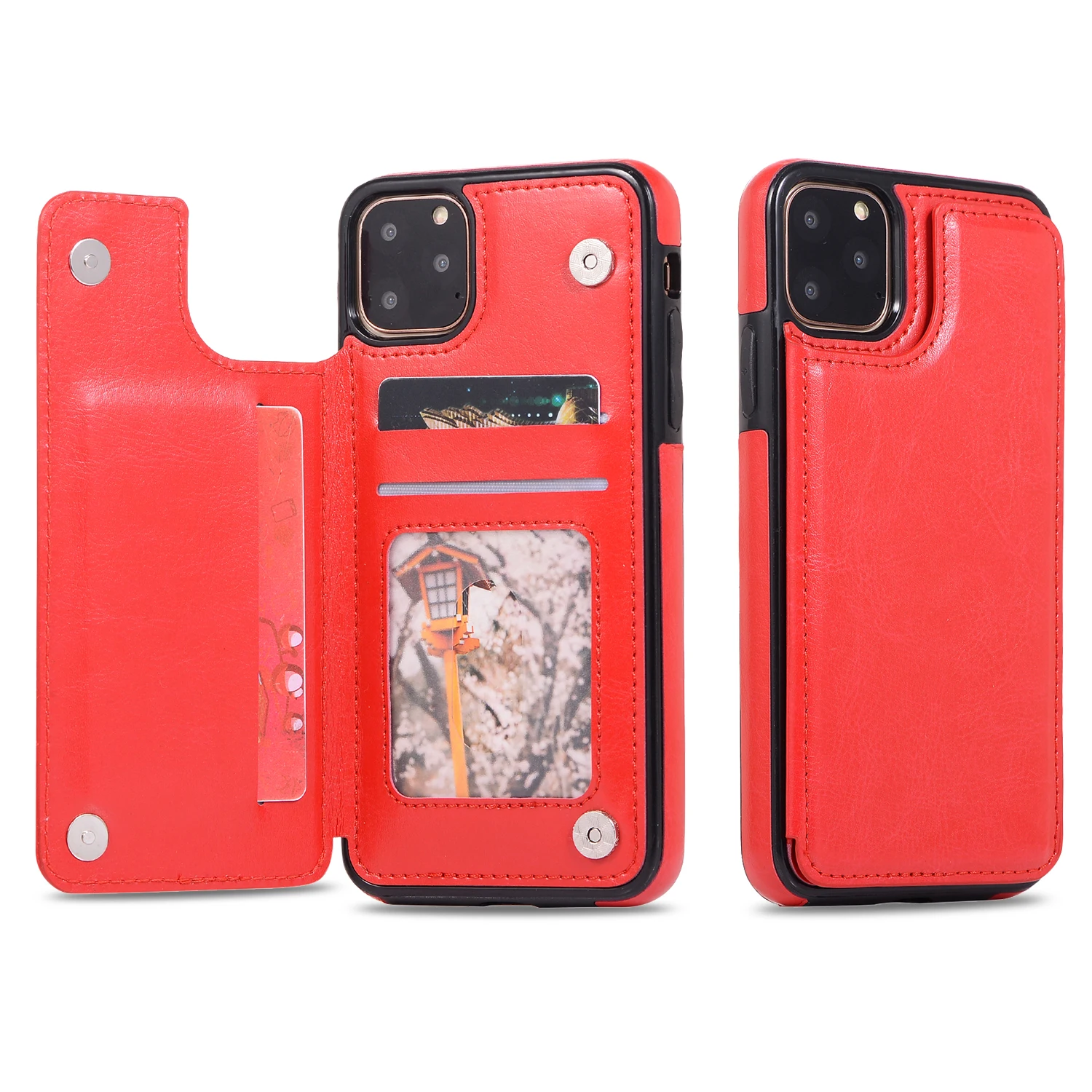 Red Кожаный чехол в стиле ретро для iPhone 11 Pro X, XR, XS Max, 6, держатель для карт, чехол для samsung S10E, S8, S9 Plus, S7 Edge, Note 8, 9, задняя крышка - Цвет: Red