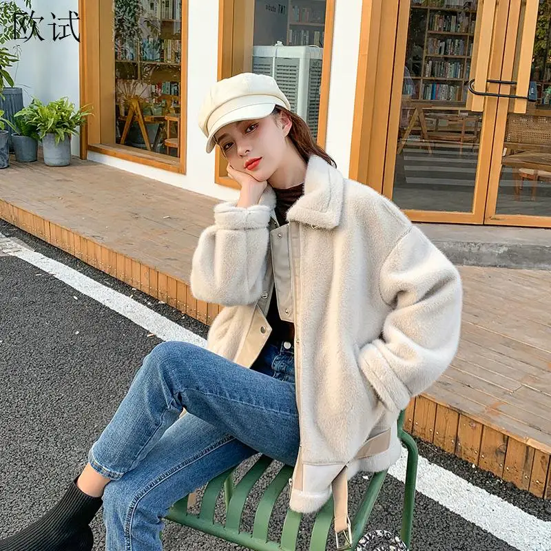 

Faux Fur Winter Jacket Coat Women Thick 2020 Korean Warm Loose Fake Fur Furry Ladies Jackets and Coats Casaco De Pele