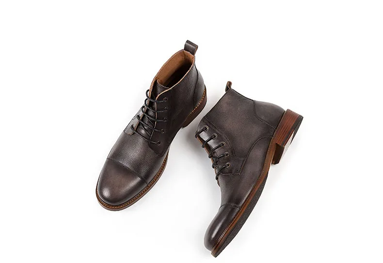 QYFCIOUFU роскошные мужские ботильоны из натуральной кожи ручной работы на шнуровке мужские ботинки для бизнеса офисные Ботинки Martin